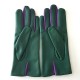 Leather gloves of lamb verde amethyst "COLOMBE".