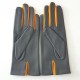 Leather gloves of lamb charcoal yellow "COLOMBE".