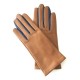 Leather gloves of lamb biscuit blue berry "COLOMBE".