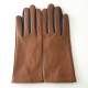 Gants en cuir d'agneau biscuit blue berry "COLOMBE".