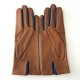 Gants en cuir d'agneau biscuit blue berry "COLOMBE".