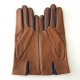 Gants en cuir d'agneau biscuit blue berry "COLOMBE".