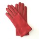 Leather gloves of lamb pj red cognac "COLOMBE".