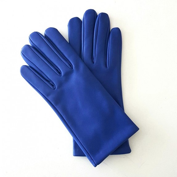 Gants en cuir d'agneau bleu gitane "CAPUCINE".