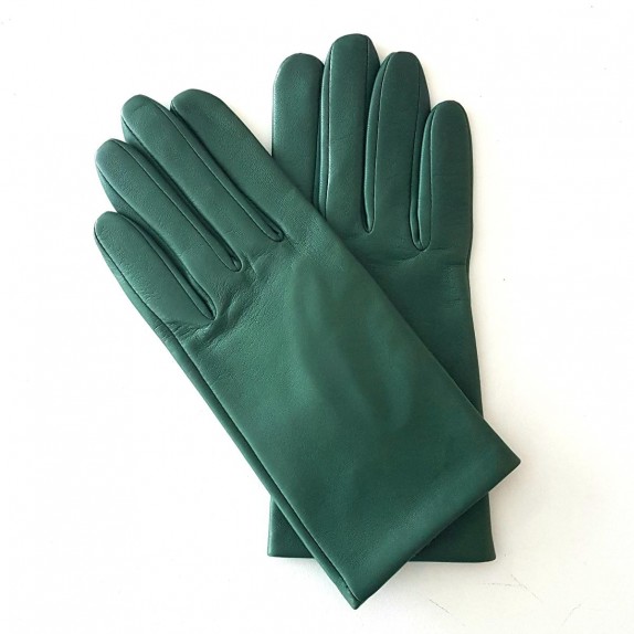 Gants en cuir d'agneau verde "CAPUCINE".