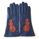 Gants en cuir d'agneau blue berry cognac " BOLLA".