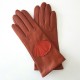 Gants en cuir d'agneau cognac chilly " CONCHA ".