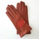 Leather gloves of lamb cognac chilly " CONCHA".