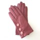 Leather Gloves of lamb améthyst rose antique blossom "MILA.