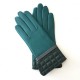 Leather gloves of lamb petrol charcoal evergreen "LUCE".
