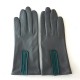 Leather gloves of lamb charcoal petrol evergreen "JOSEPHINE".