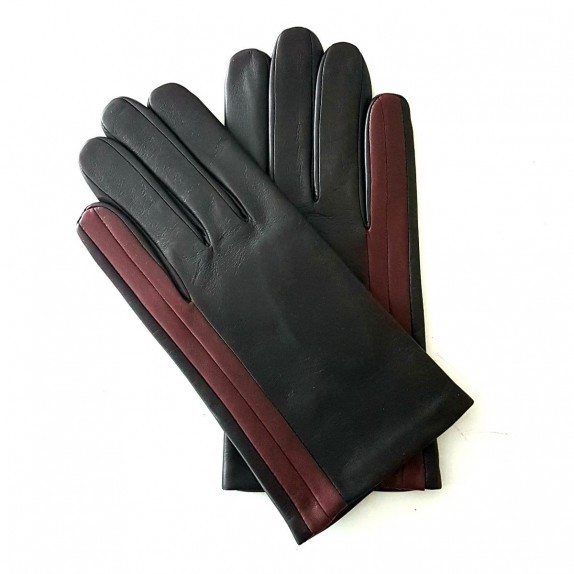 Gants en cuir d'agneau marron rouge foncé "AKANO".