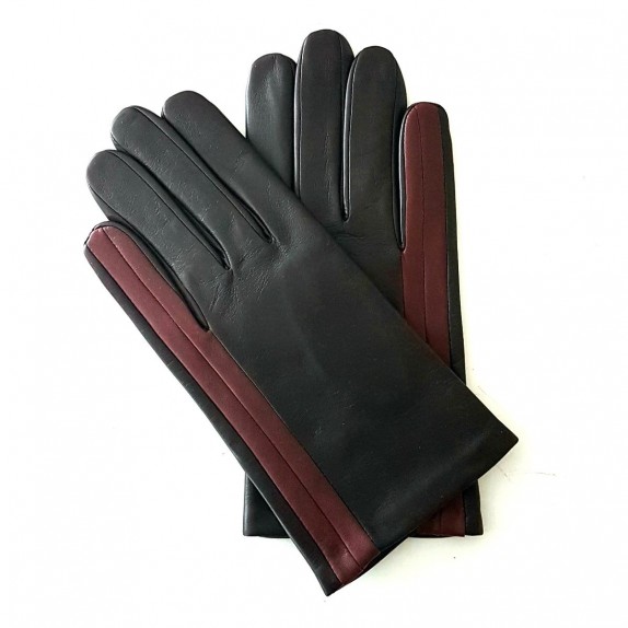 Leather gloves of lamb brown red "AKANO".