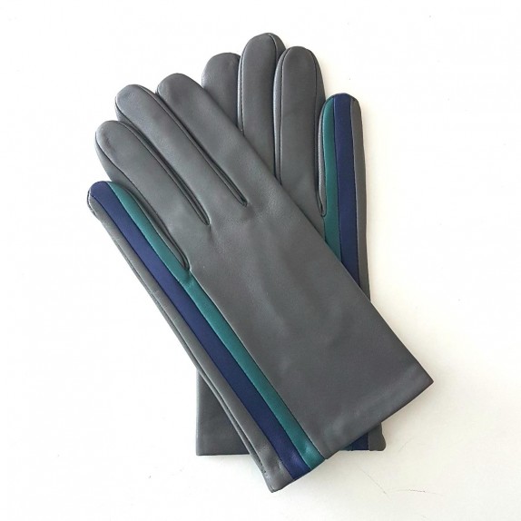 Gants en cuir d'agneau gris myrtille vert "AKANO".