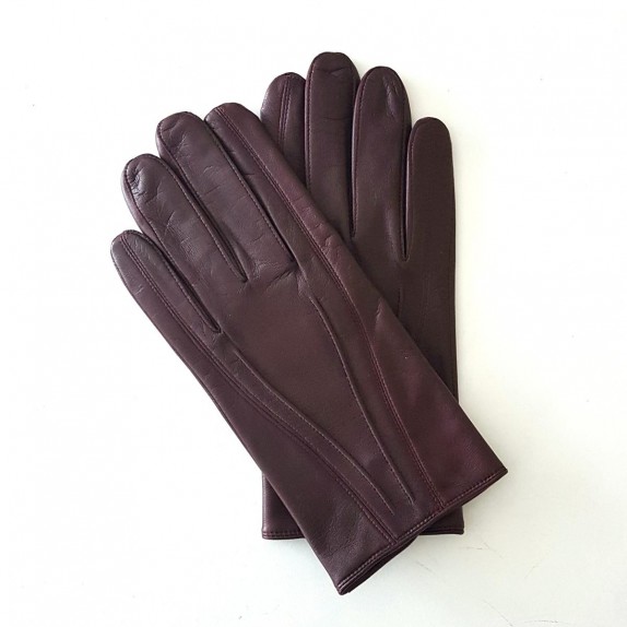 Gants en cuir d'agneau bordeaux "STEEVE".