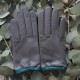 Leather gloves of lamb charcoal petrol "JACQUELINE".