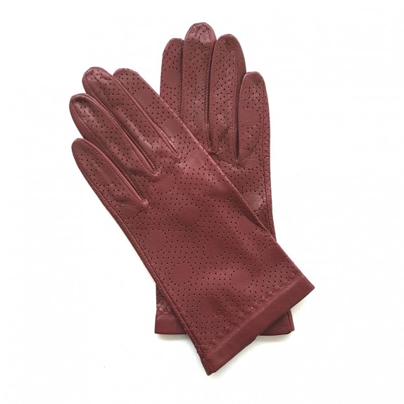 Leather gloves of lamb maroon "CARMELINA".