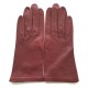 Gants en cuir d'agneau bordeaux "CARMELINE".