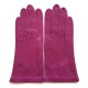 Leather gloves of lamb hot pink "CARMELINA".