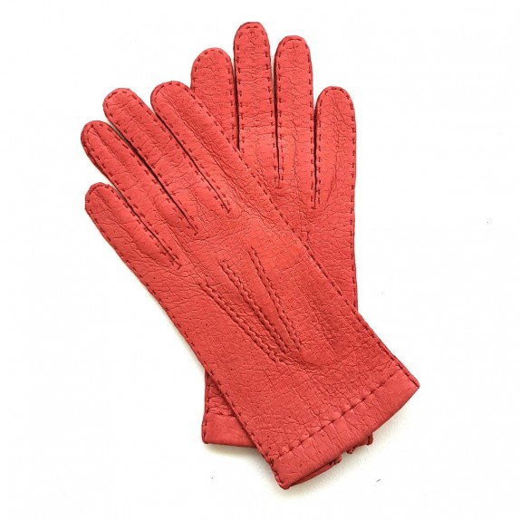 Gants en cuir de pécari vermillon "PATT".