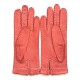 Leather Gloves of lamb vermilion "PATT".