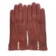 Leather gloves of dark red "GISELE"