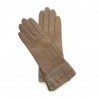 Leather gloves of lamb and wool sand "MARIA"