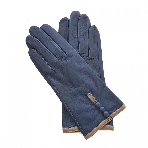 Leather gloves of lamb damson and sand "MARGUERITTE"