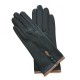 Gants en cuir d'agneau noir et sable "MARGUERITTE".