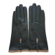 Gants en cuir d'agneau noir et sable "MARGUERITTE".