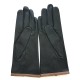 Gants en cuir d'agneau noir et sable "MARGUERITTE".