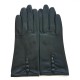 Gants en cuir d'agneau noir "MARGUERITTE".