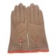 Leather gloves of lamb clay and orange "MARGUERITTE"