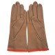 Gants en cuir d'agneau argile et orange "MARGUERITTE".