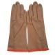 Leather gloves of lamb clay and orange "MARGUERITTE"