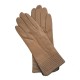 Leather gloves of lamb sand and black "FENELON"