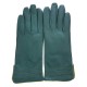 Leather gloves of lamb green and clover "FENELON"