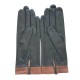 Leather gloves of lamb black and cognac "JOSEPHA"