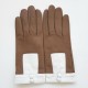 Leather gloves of lamb sand and white "JOSEPHA"