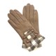 Leather gloves of lamb sand and white "JOSEPHA"