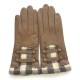 Leather gloves of lamb sand and white "JOSEPHA"