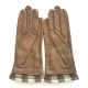 Leather gloves of lamb sand and white "JOSEPHA"