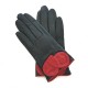 Gants en cuir d'agneau noir et pj red "PEUPLIER".