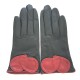 Leather gloves of lambblack and pj red "PEUPLIER".