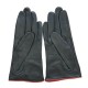 Leather gloves of lambblack and pj red "PEUPLIER".