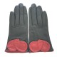 Leather gloves of lambblack and pj red "PEUPLIER".