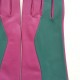 Leather gloves of lamb green and hot pink "CONTRASTO".