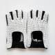 Leather mittens of lamb and cotton hooks black and white "MICHA".