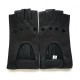 Leather mittens of lamb black " PILOTE"