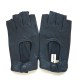 Leather mittens of lamb navy blue "PILOTE".